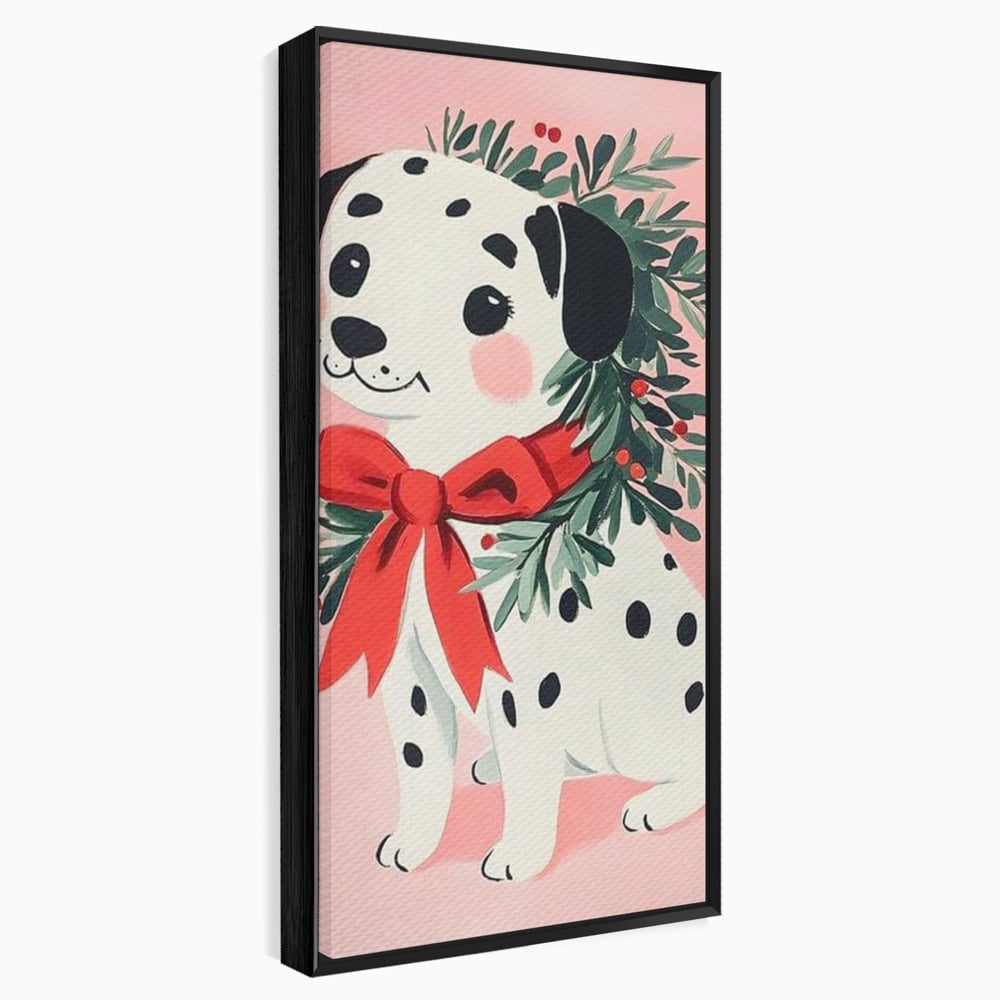 Tablou canvas cu tablou canvas cu catel dalmatian, in rama de aluminiu negru